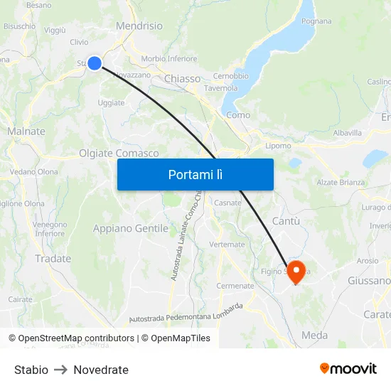 Stabio to Novedrate map