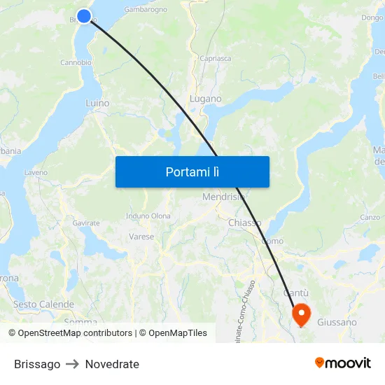 Brissago to Novedrate map