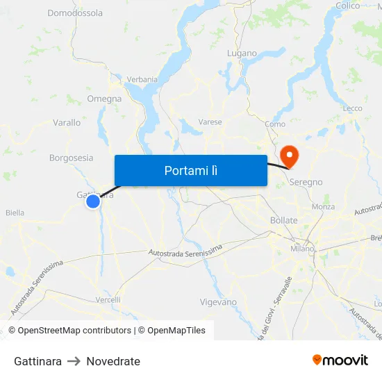 Gattinara to Novedrate map