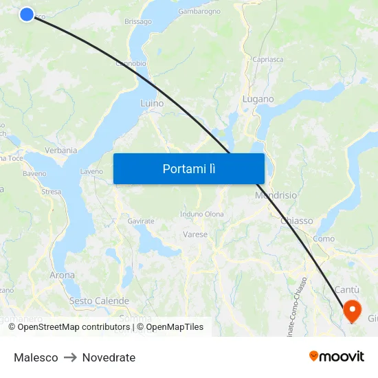 Malesco to Novedrate map