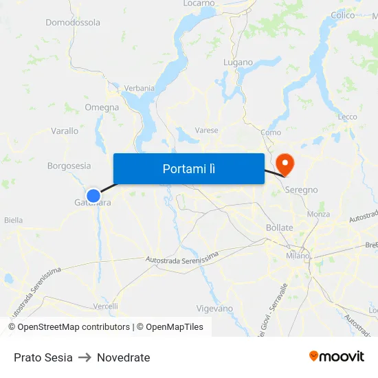 Prato Sesia to Novedrate map
