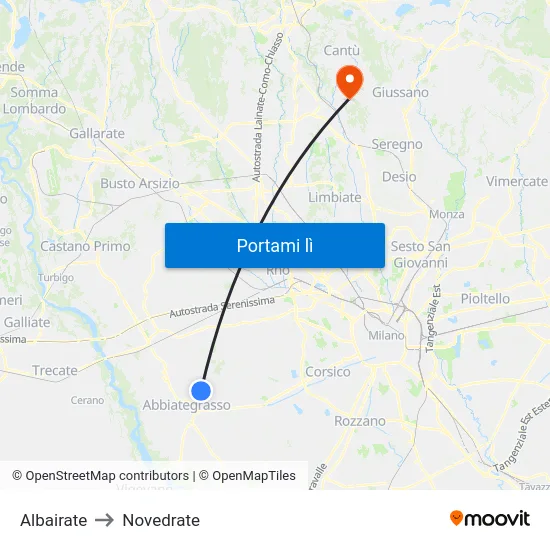 Albairate to Novedrate map