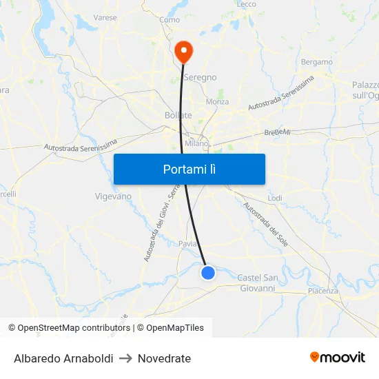 Albaredo Arnaboldi to Novedrate map