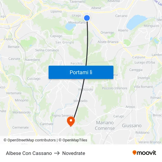 Albese Con Cassano to Novedrate map
