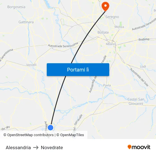 Alessandria to Novedrate map