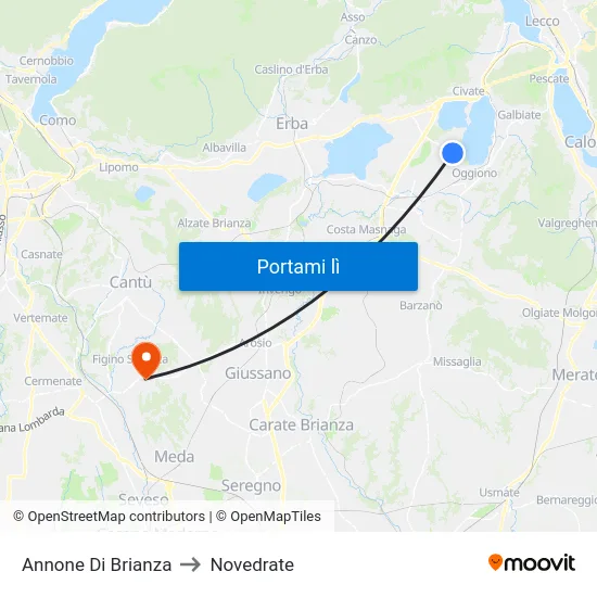Annone Di Brianza to Novedrate map