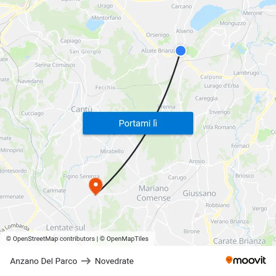 Anzano Del Parco to Novedrate map