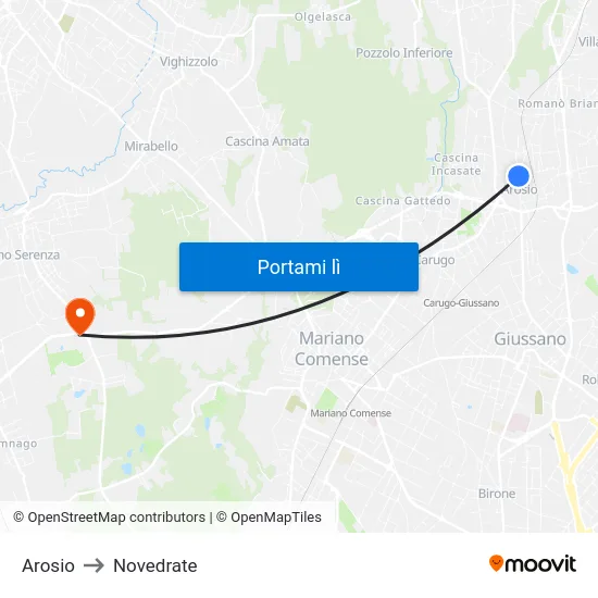 Arosio to Novedrate map