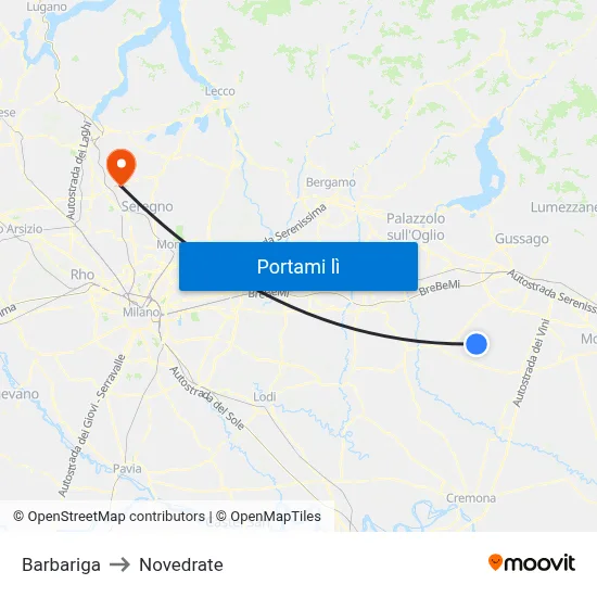 Barbariga to Novedrate map