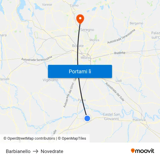 Barbianello to Novedrate map