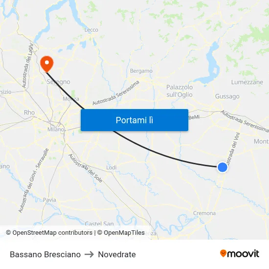 Bassano Bresciano to Novedrate map