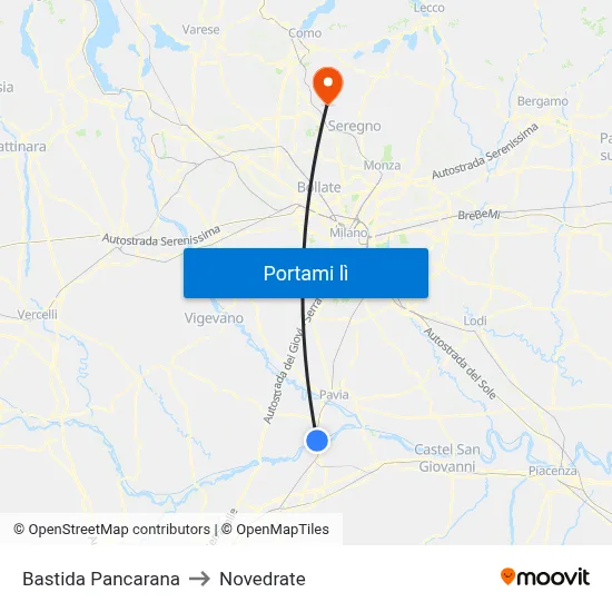 Bastida Pancarana to Novedrate map