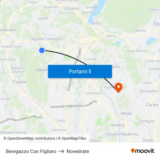 Beregazzo Con Figliaro to Novedrate map