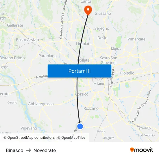 Binasco to Novedrate map