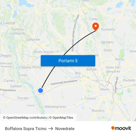 Boffalora Sopra Ticino to Novedrate map