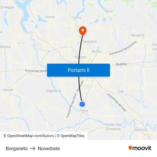 Borgarello to Novedrate map