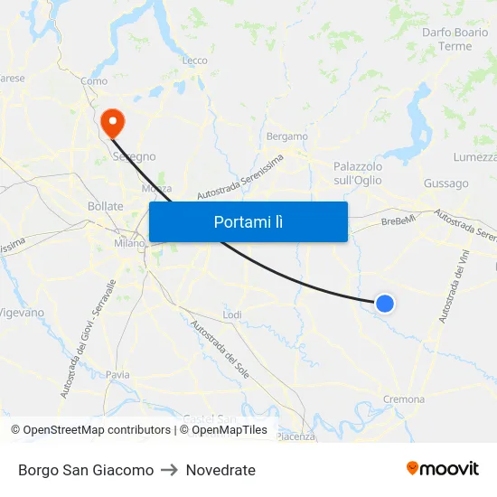 Borgo San Giacomo to Novedrate map