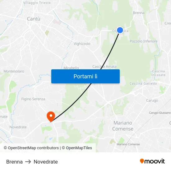 Brenna to Novedrate map