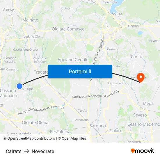 Cairate to Novedrate map