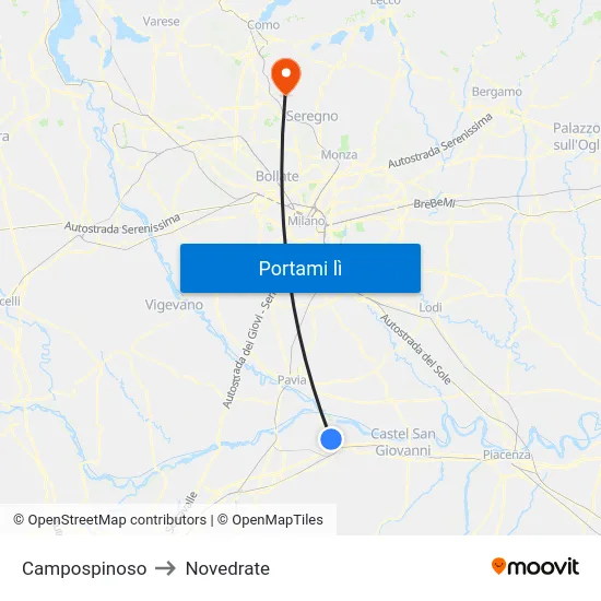 Campospinoso to Novedrate map