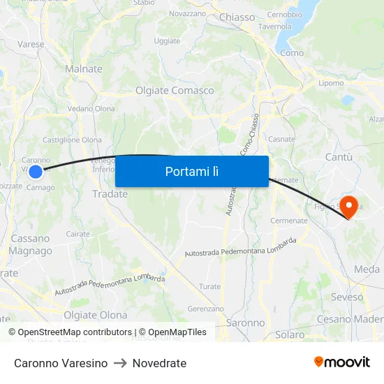 Caronno Varesino to Novedrate map