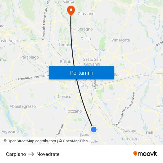 Carpiano to Novedrate map
