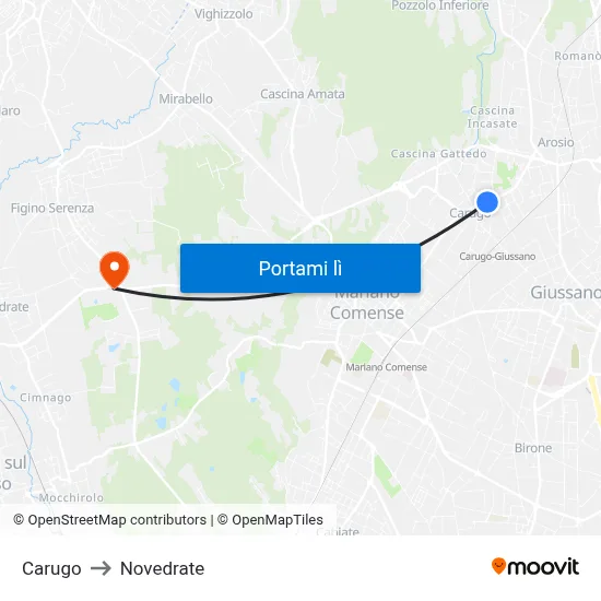 Carugo to Novedrate map