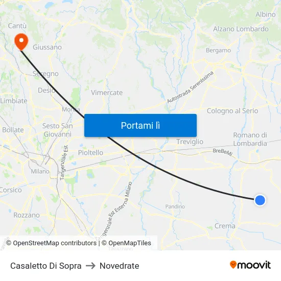 Casaletto Di Sopra to Novedrate map