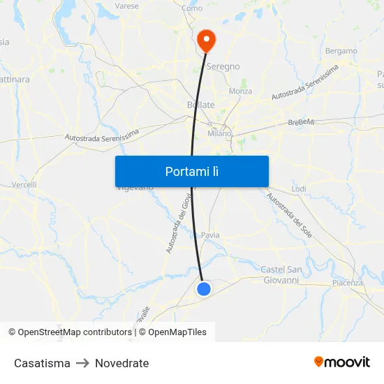 Casatisma to Novedrate map