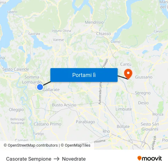 Casorate Sempione to Novedrate map