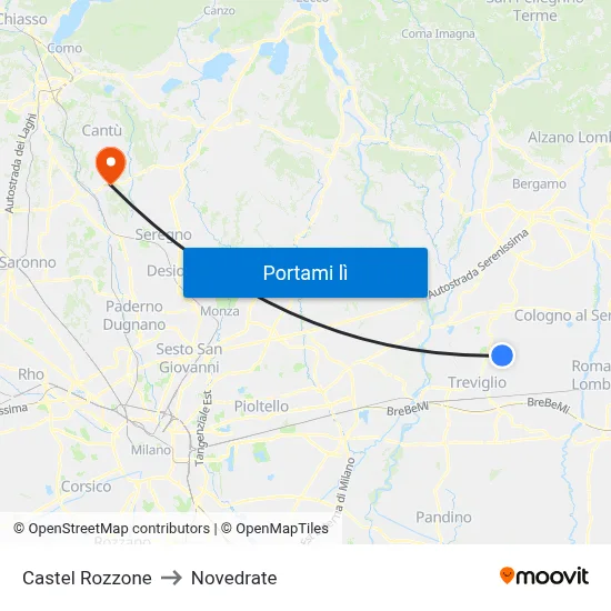 Castel Rozzone to Novedrate map