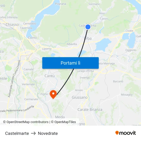 Castelmarte to Novedrate map