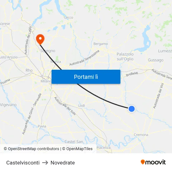 Castelvisconti to Novedrate map