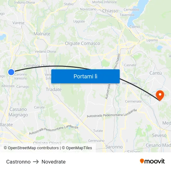 Castronno to Novedrate map