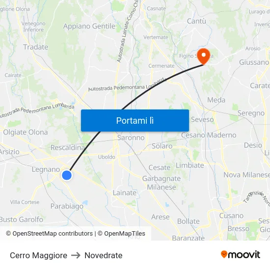 Cerro Maggiore to Novedrate map