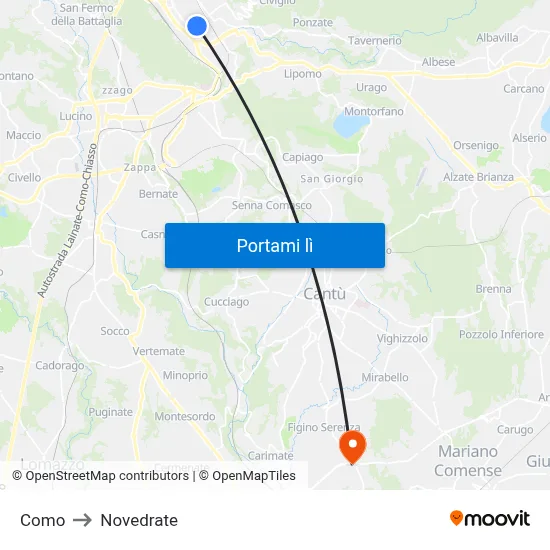 Como to Novedrate map