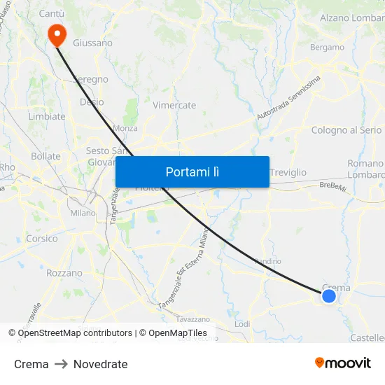 Crema to Novedrate map