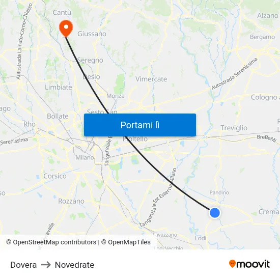 Dovera to Novedrate map