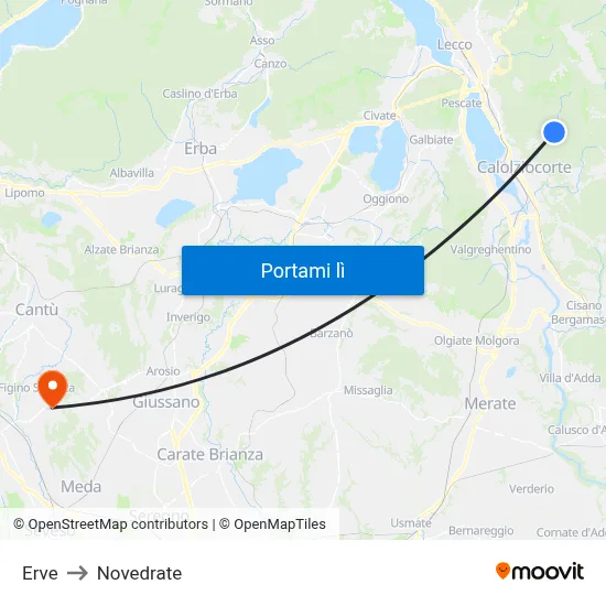 Erve to Novedrate map