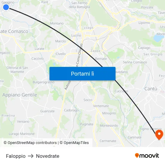 Faloppio to Novedrate map