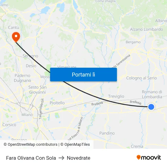 Fara Olivana Con Sola to Novedrate map