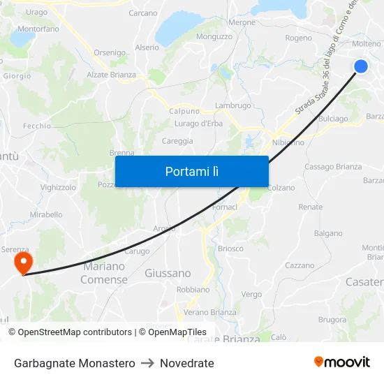 Garbagnate Monastero to Novedrate map