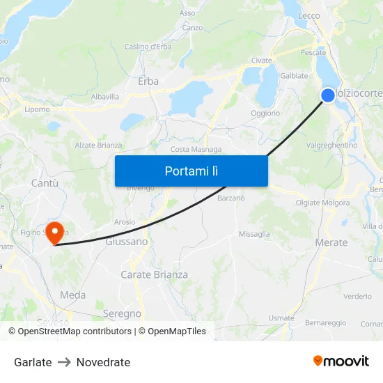 Garlate to Novedrate map