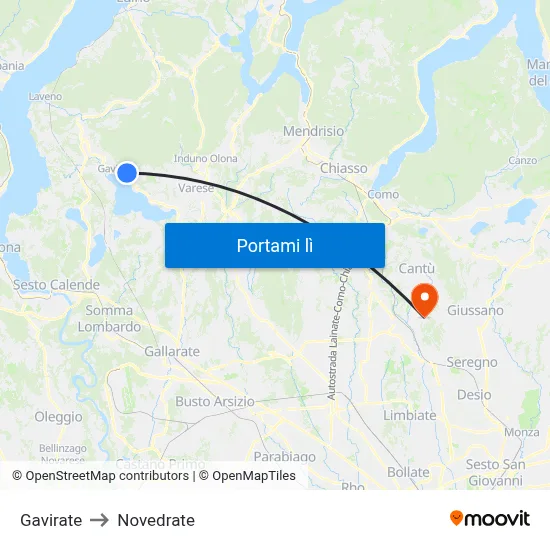 Gavirate to Novedrate map