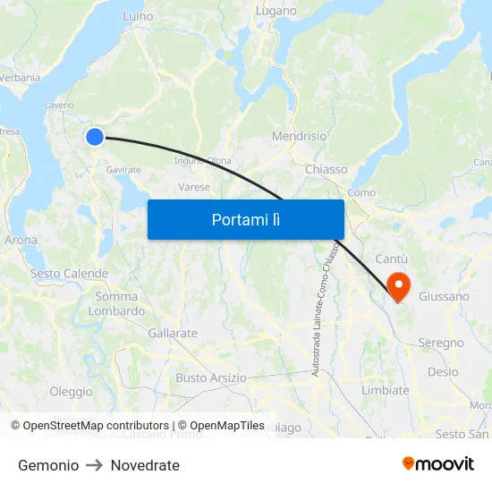 Gemonio to Novedrate map