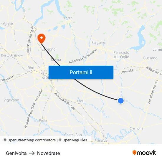 Genivolta to Novedrate map