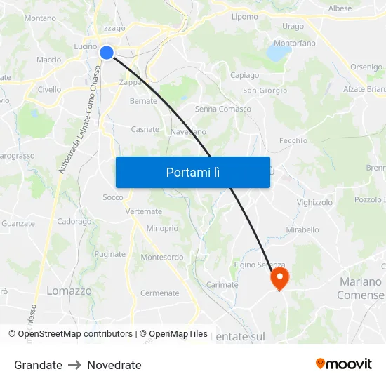 Grandate to Novedrate map