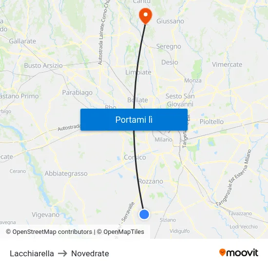 Lacchiarella to Novedrate map