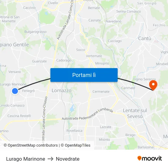 Lurago Marinone to Novedrate map