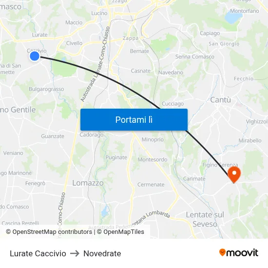 Lurate Caccivio to Novedrate map